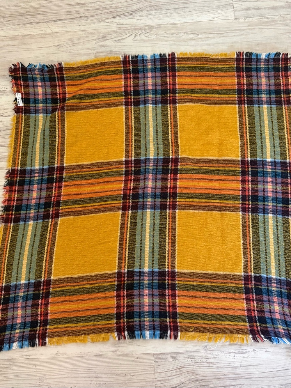 ZARA Accessories Mustard Yellow Plaid Scarf Lightweight Cozy Versatile